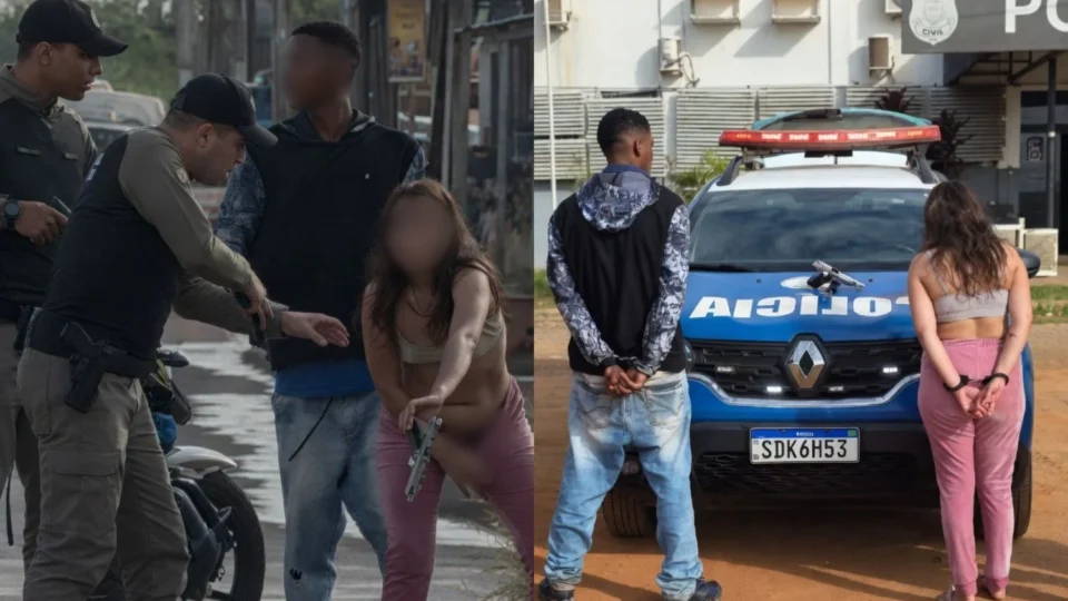 Vídeo: Mulher ‘dá à luz’ a pistola carregada durante abordagem e casal acaba preso