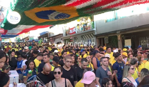 Rua 3 do bairro Alvorada reúne multidão para estreia do Brasil na Copa do Mundo de 2026