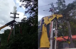 Vídeo: Funcionário de empresa terceirizada sofre descarga elétrica durante serviço em Presidente Figueiredo