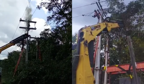 Vídeo: Funcionário de empresa terceirizada sofre descarga elétrica durante serviço em Presidente Figueiredo