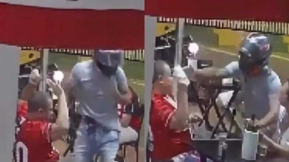 Vídeo: Casal é assaltado enquanto usava celulares em bar no bairro Parque Dez