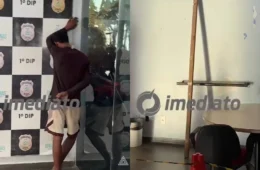 Veja o vídeo: Homem é preso por tentar furtar placa de ferro de agência bancária na Av. André Araújo