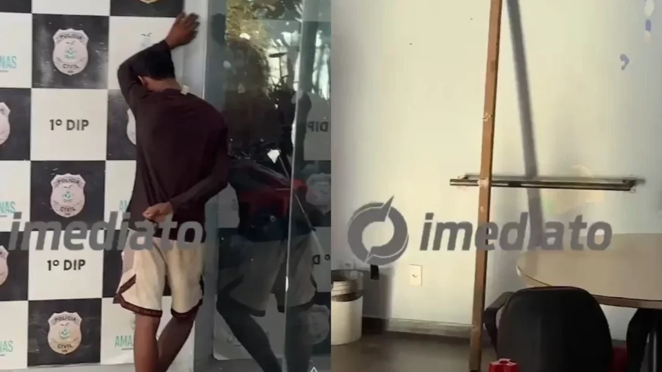 Veja o vídeo: Homem é preso por tentar furtar placa de ferro de agência bancária na Av. André Araújo