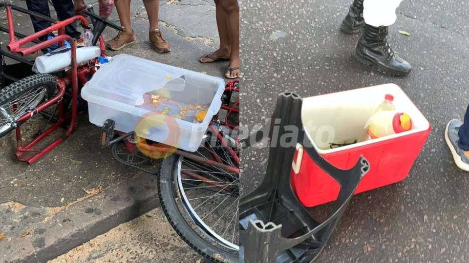 Revolta: após atropelamento, salgados de trabalhador morto são levados por populares no Centro de Manaus