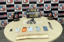 Dupla é detida pela Rocam em S-10 preta no Aleixo; celulares de alto valor levantam suspeita de esquema de agiotagem