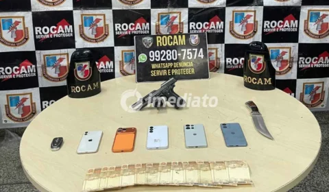 Dupla é detida pela Rocam em S-10 preta no Aleixo; celulares de alto valor levantam suspeita de esquema de agiotagem