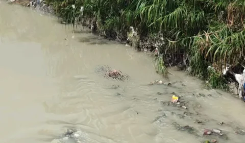 Imagens fortes: Corpo de homem com mãos amarradas é encontrado em igarapé no bairro Novo Aleixo, em Manaus