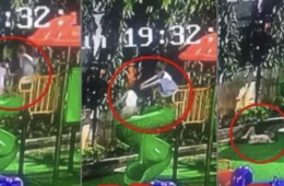 VEJA VÍDEO: Menina é hospitalizada após ser empurrada de escorregador por menino em parquinho