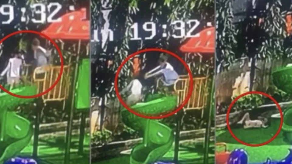 VEJA VÍDEO: Menina é hospitalizada após ser empurrada de escorregador por menino em parquinho