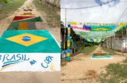 Moradores de Beruri decoram rua inteira para torcer pela Seleção Brasileira e viralizam nas redes