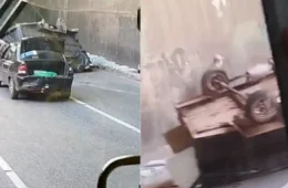 Reboque se desprende de veículo e causa lentidão no túnel do Entroncamento