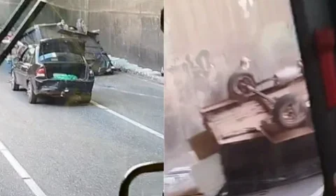 Reboque se desprende de veículo e causa lentidão no túnel do Entroncamento