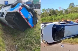 MAIS UM |  Em menos de 48 horas, dois carros capotam no canteiro central da BR-316