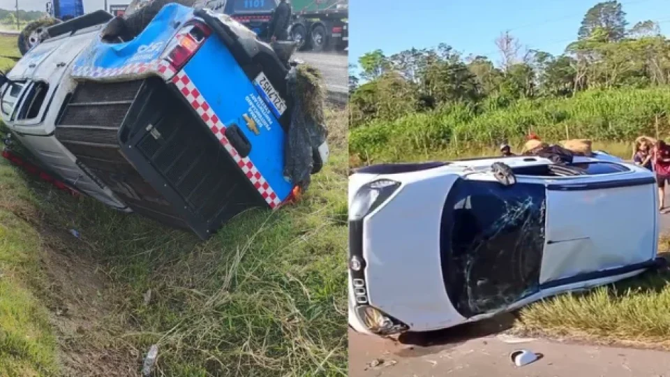 MAIS UM |  Em menos de 48 horas, dois carros capotam no canteiro central da BR-316