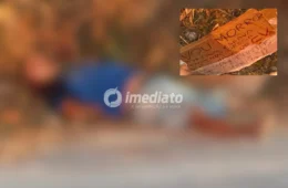 VEJA FOTOS: Homem é morto a tiros e bilhete é encontrado ao lado do corpo em ramal no Distrito Industrial: ‘Morreu por vender drogas roubadas’
