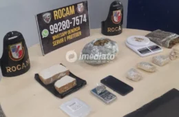 Mala com porções de maconha e oxi é encontrada após fuga de criminosos durante ação policial no bairro Nova Esperança