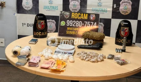 Dupla é presa com mais de 4 kg de drogas, arma e simulacro durante operação no Centro de Manaus