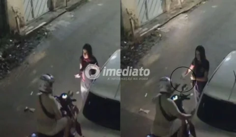 VEJA VÍDEO: Adolescente tem celular roubado por motociclista durante assalto registrado por câmeras no bairro Tancredo Neves, em Manaus