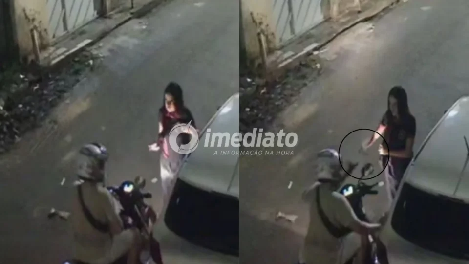 VEJA VÍDEO: Adolescente tem celular roubado por motociclista durante assalto registrado por câmeras no bairro Tancredo Neves, em Manaus