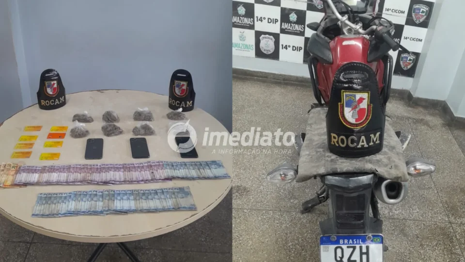 Rocam apreende drogas, cartões bancários com senhas, dinheiro e motocicleta durante patrulhamento em Manaus