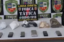 Força Tática apreende arma, drogas e balanças de precisão durante patrulhamento no bairro Armando Mendes