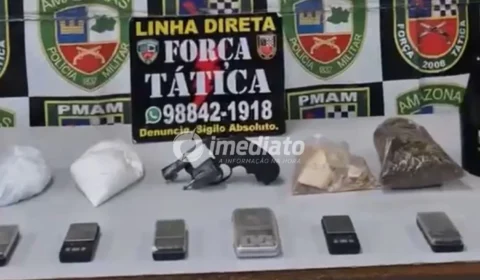 Força Tática apreende arma, drogas e balanças de precisão durante patrulhamento no bairro Armando Mendes