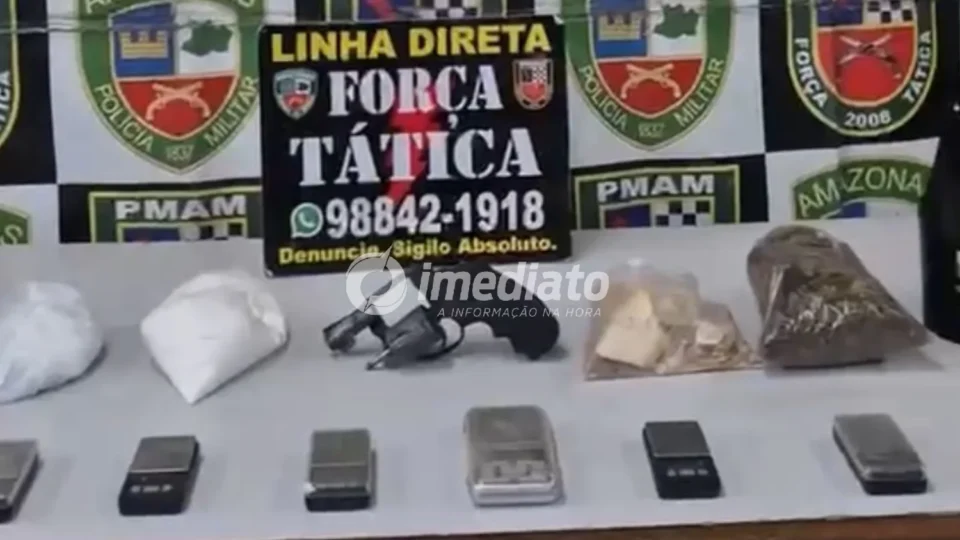 Força Tática apreende arma, drogas e balanças de precisão durante patrulhamento no bairro Armando Mendes