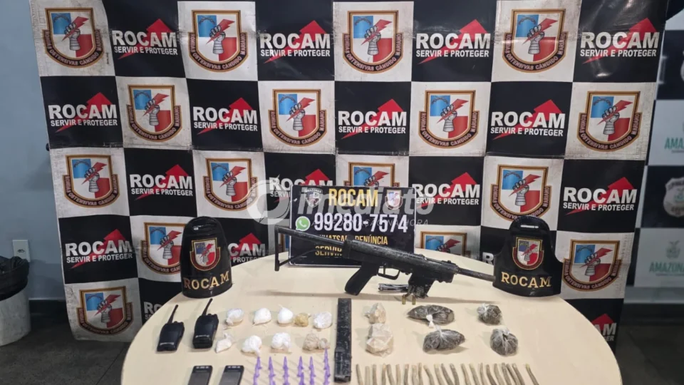 ROCAM apreende submetralhadora caseira, drogas e rádios comunicadores durante incursão no bairro Educandos, em Manaus