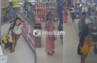 VEJA VÍDEO: Trio de mulheres é flagrado furtando máquina de solda de loja de materiais de construção em Manaus