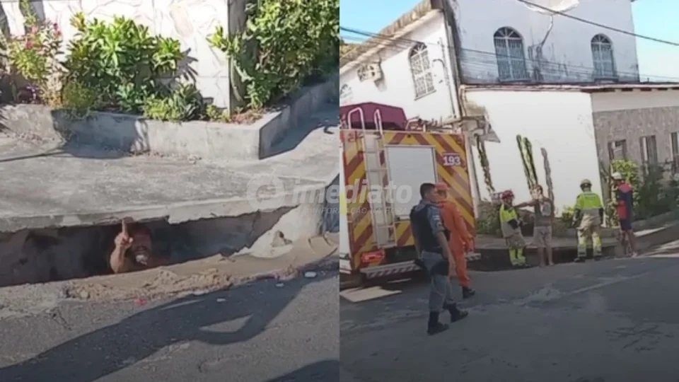 VEJA VÍDEOS: homem entra em bueiro e reaparece em outra saída; caso mobiliza equipe de resgate em Manaus