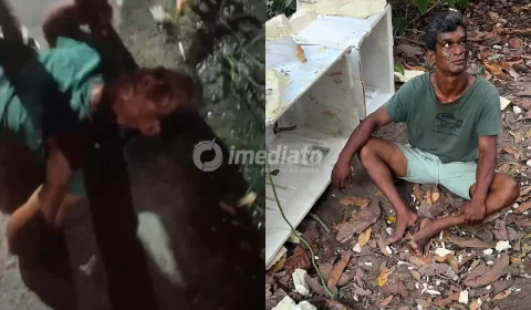 Imagens fortes: Suspeito de esfaquear ex-companheira é resgatado de suposto ‘tribunal do crime’ e preso pela Força Tática