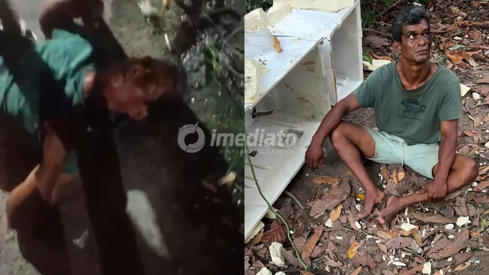 Imagens fortes: Suspeito de esfaquear ex-companheira é resgatado de suposto ‘tribunal do crime’ e preso pela Força Tática