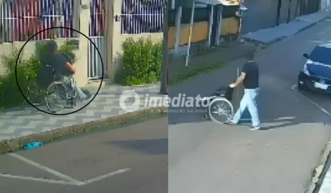 VEJA VÍDEO: Homem é flagrado levantando de cadeira de rodas após pedir dinheiro em casas de Manaus