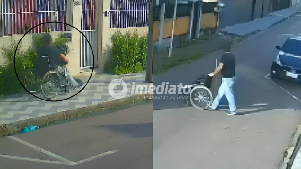 VEJA VÍDEO: Homem é flagrado levantando de cadeira de rodas após pedir dinheiro em casas de Manaus