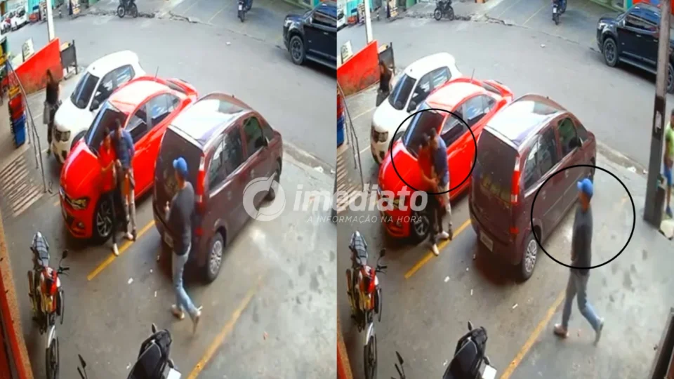 VEJA VÍDEO: Dupla criminosa é procurada após assalto a motorista em frente a comércio no bairro Santa Etelvina, em Manaus