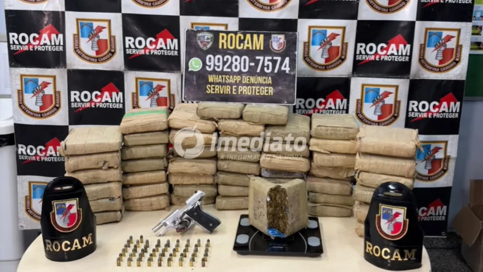 ROCAM apreende mais de 50 tabletes de skunk, arma de fogo e materiais do tráfico em residência no bairro da Paz, em Manaus