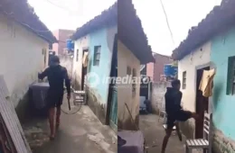 VEJA VÍDEO: Filho agride o próprio pai com pedaço de madeira ao flagrá-lo com outra mulher dentro de casa 
