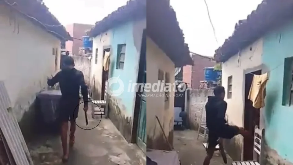 VEJA VÍDEO: Filho agride o próprio pai com pedaço de madeira ao flagrá-lo com outra mulher dentro de casa 