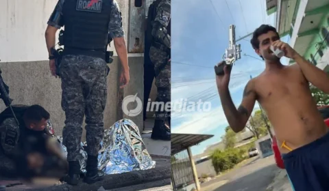 VEJA VÍDEO: Homem baleado após apontar simulacro para policiais da ROCAM possui antecedentes criminais por receptação e corrupção de menores