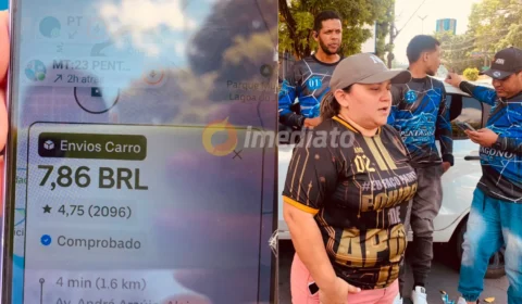Motoristas de aplicativo manifestam contra alta da gasolina em frente à sede do Procon em Manaus
