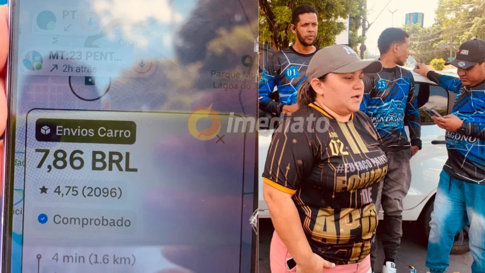 Motoristas de aplicativo manifestam contra alta da gasolina em frente à sede do Procon em Manaus