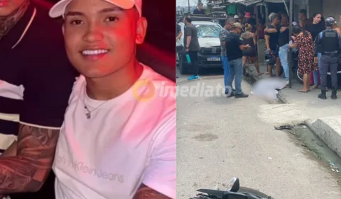 Mãe chora sobre o corpo do filho após ele morrer em acidente no bairro Jorge Teixeira