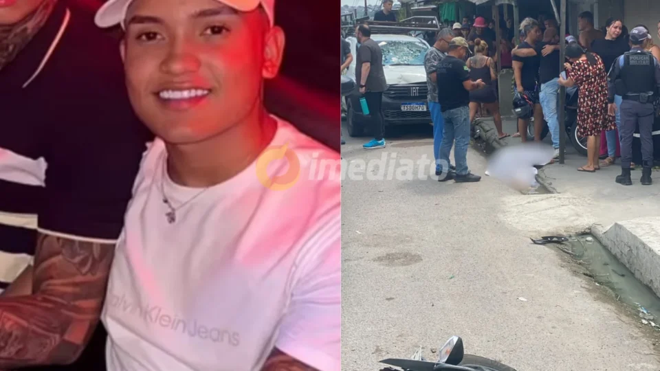 Mãe chora sobre o corpo do filho após ele morrer em acidente no bairro Jorge Teixeira