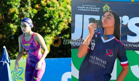 Juliana Takeda, nadadora de 13 anos, conquista ouro nos JEA’s, quebra recordes e garante vaga para representar o Amazonas em Brasília