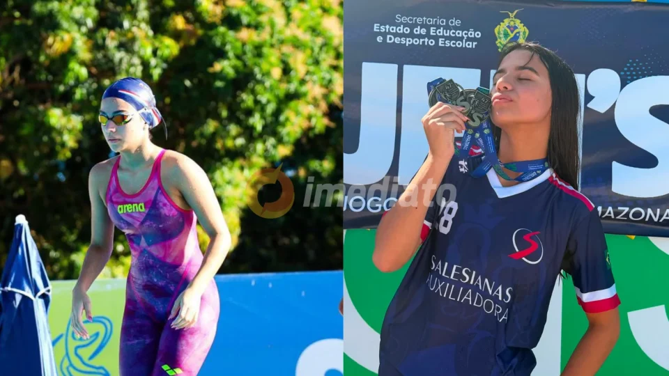 Juliana Takeda, nadadora de 13 anos, conquista ouro nos JEA’s, quebra recordes e garante vaga para representar o Amazonas em Brasília