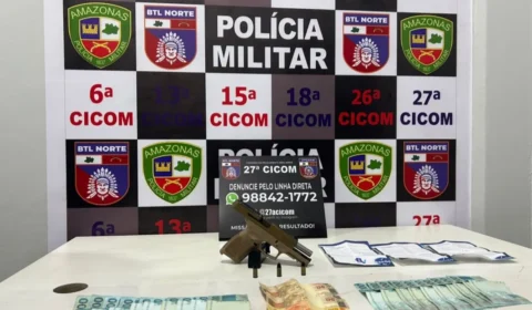 Homem joga arma dentro de veículo ao ver a polícia e acaba preso no Novo Aleixo, em Manaus