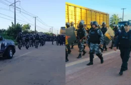 Protesto mantém PA-252 interditada e mobiliza tropa de choque para desobstrução