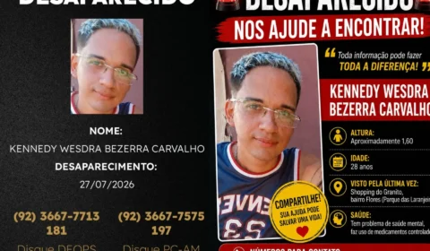 Homem com transtornos mentais desaparece há uma semana após sair de casa e família vive dias de angústia em Manaus