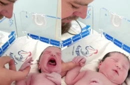 Bebê se acalma ao ouvir voz do pai minutos após nascer e emociona nas redes