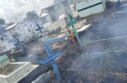 Veja: Incêndio atinge área do Cemitério Nossa Senhora Aparecida, no Tarumã, em Manaus